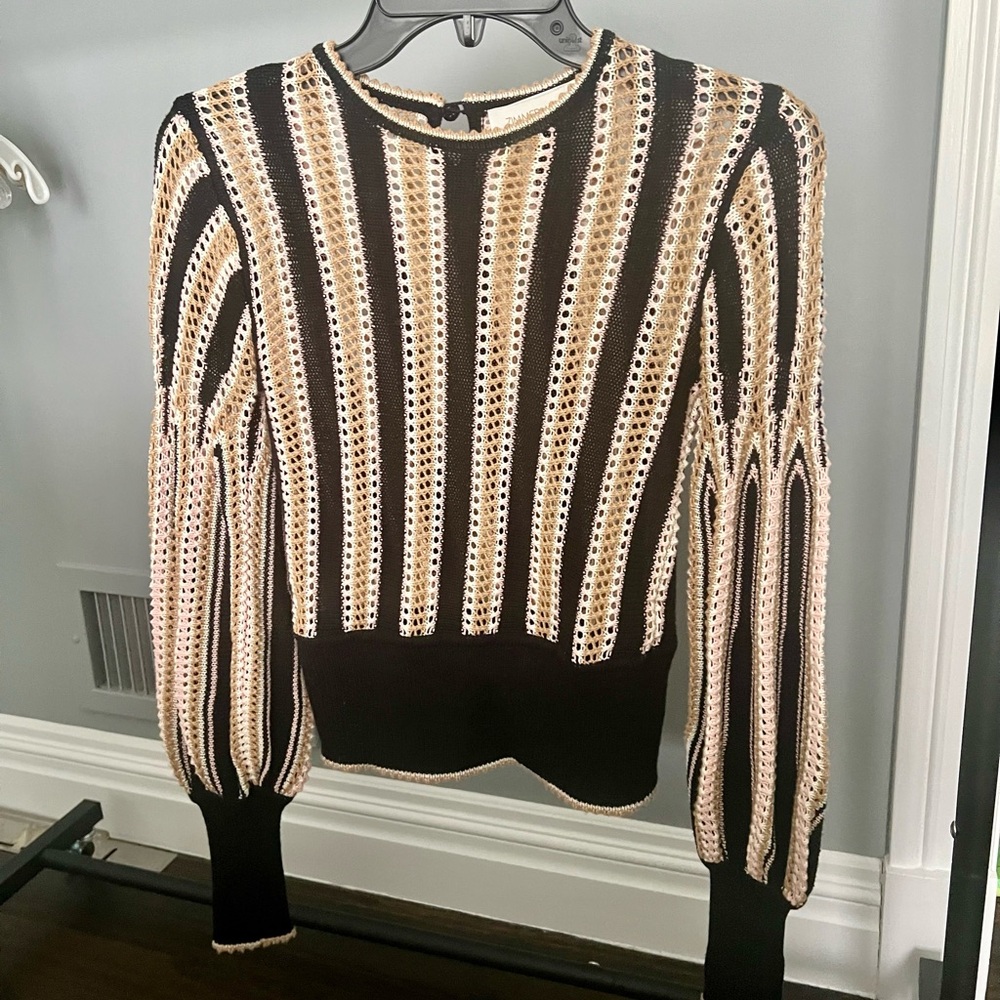 Zimmermann Black and Cream Striped Sweater